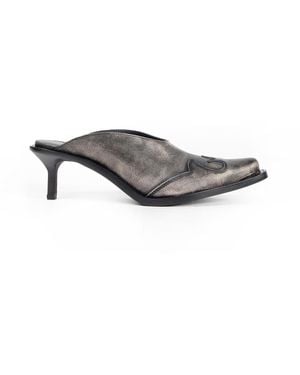 Ann Demeulemeester Beate Western-Stitched Mules - Gray