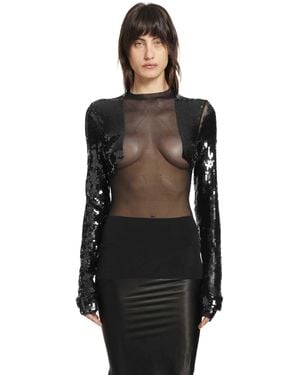 Rick Owens Temple Dennis Embellished Top - Black