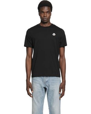 Moncler Logo Cotton Jersey T-Shirt - Black