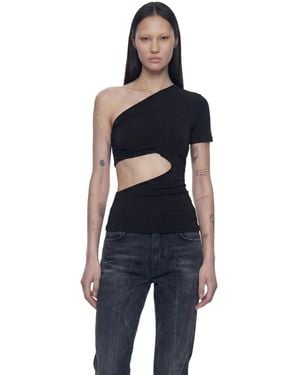 NVL-GARDE One Shoulder Wrap Top - Black