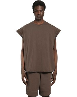 Roadless Sleeveless Cotton Jersey T-Shirt - Brown