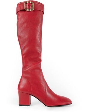 Miu Miu Nappa Leather Boots With Buckle - Red