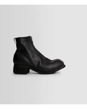 Guidi Front Zip Leather Ankle Boots - Black