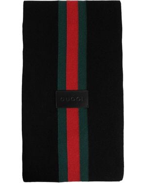 Gucci Striped Cashmere Jacquard Scarf - Black