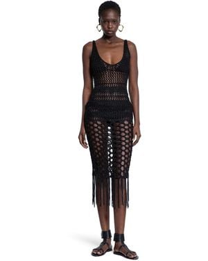 Laneus Crochet Knit Midi Dress - Black