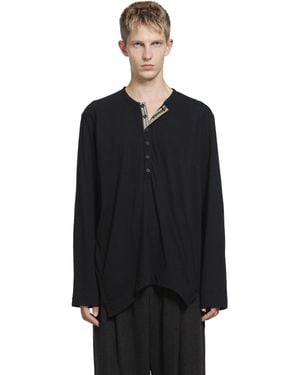 Ziggy Chen Classic Henley-Neck T-Shirt - Black