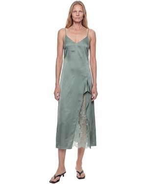 Acne Studios Satin Slip Midi Dress - Green