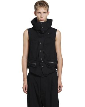 Ziggy Chen High-Neck Utility Vest - Black