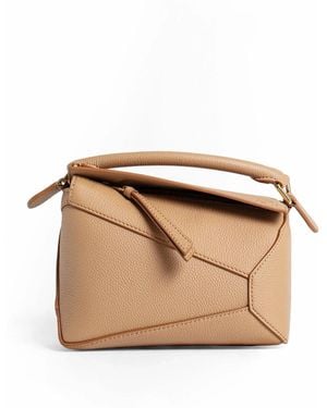 Loewe Mini Puzzle Bag In Soft Grained Calfskin - Natural