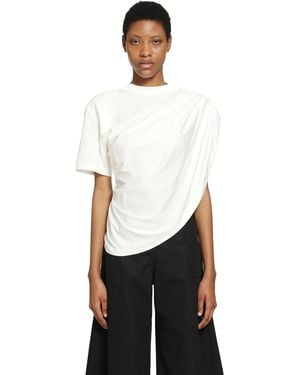 Courreges Asymmetrical Twisted Jersey T-Shirt - White