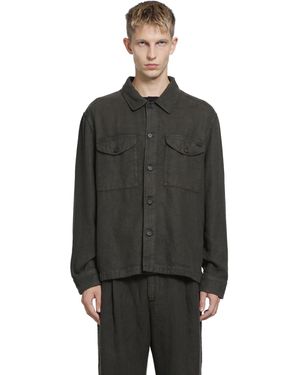 Massimo Osti Studio Brushed Linen Overshirt - Black