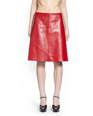 Miu Miu Nappa Leather Skirt - Red