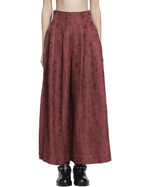 YA YI Floral Jacquard Corset Trousers - Red