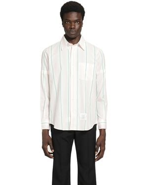 Thom Browne Stroped Cotton Shirt - White
