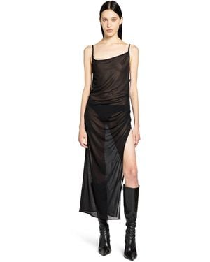 Mugler Asymmetrical Buckled Strap Dress - Black