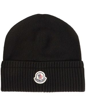 Moncler Wool Cashmere Beanie - Black