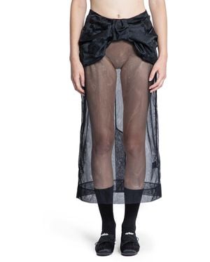 Simone Rocha Sheer Brocade Bow Waist Pencil Skirt - Black