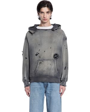 Saint Michael Dbl Face Hoodie - Grey