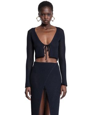 Laneus Cropped Cardigan - Blue