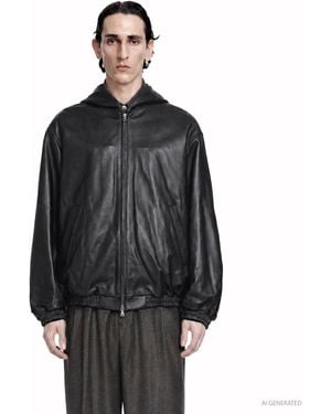 Ssstein Lamb Leather Hood Jacket - Black