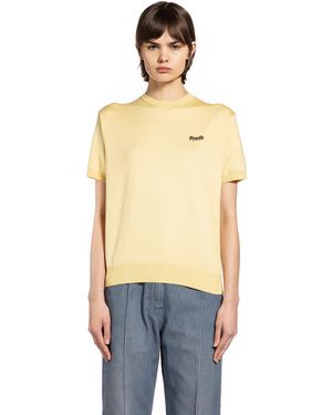 Prada Ribbed Crewneck Knit - Natural