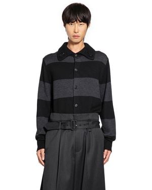 Simone Rocha Embellished Fuzzy Collar Rugby Cardigan - Black