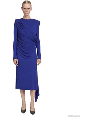 Versace Viscose Crepe Jersey Dress - Blue