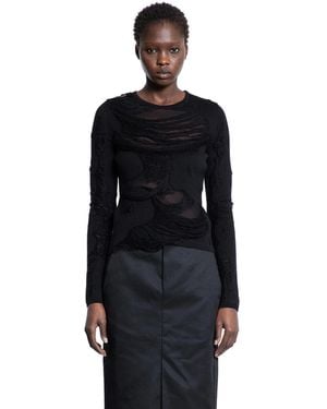 MM6 by Maison Margiela Shredded Cotton And Tulle Top - Blue