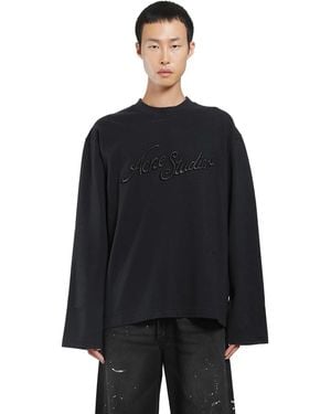 Acne Studios Logo Piqué Long Sleeve T-Shirt - Black
