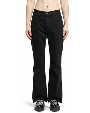 Ernest W. Baker Leather Flare Jeans - Black