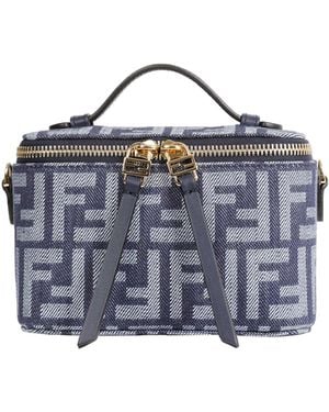 Fendi Ff Denim Jacquard Vanity Bag - Blue
