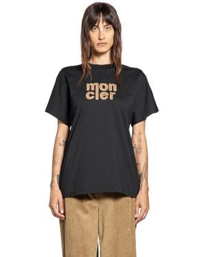 Moncler Teddy Logo Cotton T-Shirt - Black