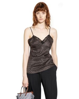 Fendi Ff Silk Slip Top - Black