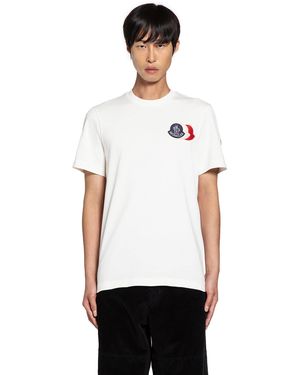 Moncler Embroidered Tricolor Logo Cotton T-Shirt - White