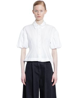 Simone Rocha Cropped Ruffle Puff Sleeve Shirt - White