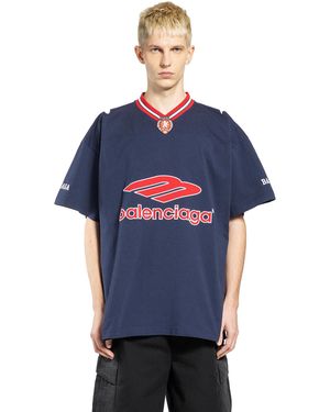 Balenciaga 3B Football V-Neck T-Shirt - Blue