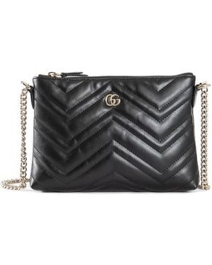 Gucci Gg Marmont Pouch With Chain - Black