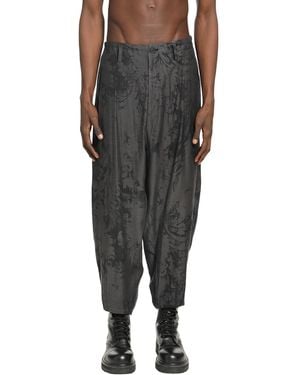 Yohji Yamamoto Jacquard Draped Trousers - Black