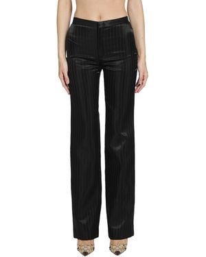 Gucci Pinstripe Wool Silk Trousers - Black
