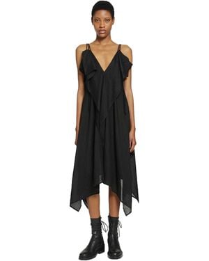 Yohji Yamamoto Ra Lawn Shoulder S Draped Dress - Black