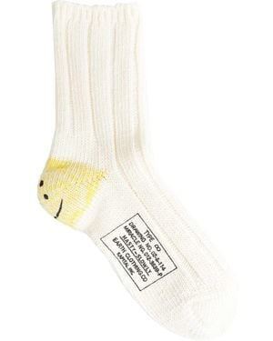 Kapital Rainboy Happy Heel Socks - White