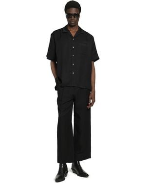Ssstein Bright Twill Open Collar Short Sleeve Shirt - Black