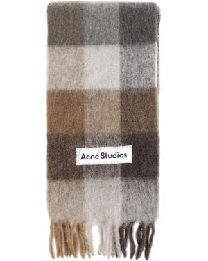 Acne Studios Check Fringe Scarf - Brown