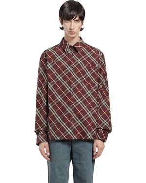 Burberry Classic Fit Check Cotton Shirt - Red