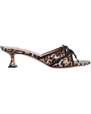 AMINA MUADDI Eleonora Slipper 45 Leopard Satin Sandals - Brown