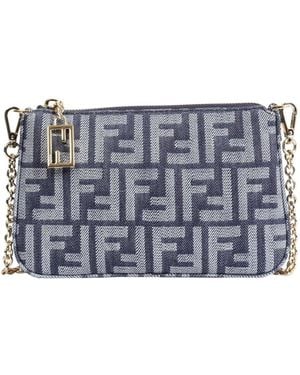 Fendi Ff Jacquard Baguette Pouch - Blue