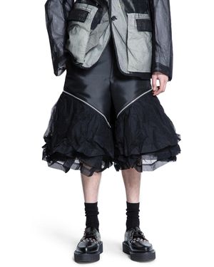 Comme des Garçons Satin And Crinkled Tulle Shorts - Black