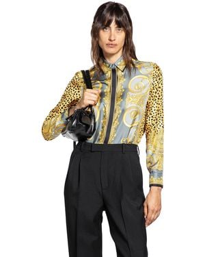Versace Cheetah Foulard Silk Shirt - White