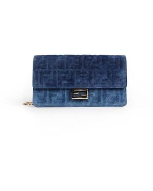 Fendi Baguette Wallet On Chain - Blue