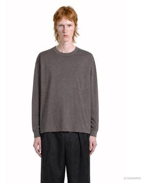 Comme des Garçons Long Sleeve Pocket Cotton T-Shirt - Grey